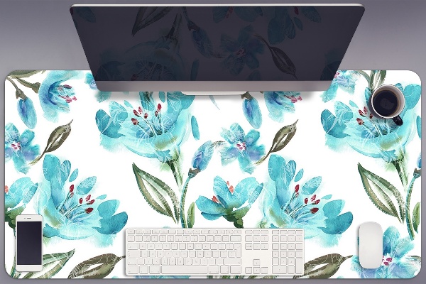 Matta skrivbord Turkosa blommor