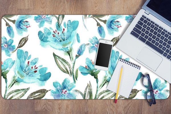 Matta skrivbord Turkosa blommor