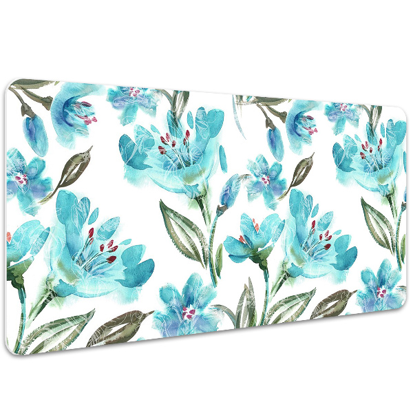 Matta skrivbord Turkosa blommor