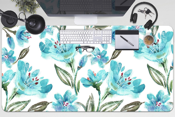 Matta skrivbord Turkosa blommor
