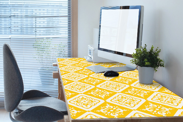 Matta skrivbord Gult vitt mönster