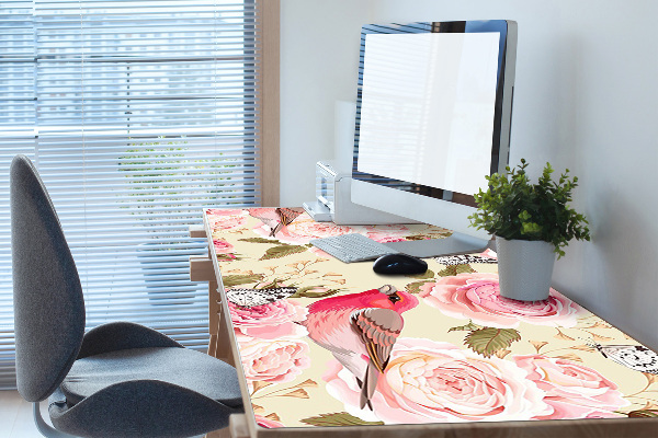 Matta skrivbord Fåglar blommor fjärilar