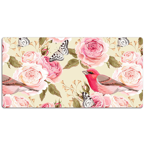 Matta skrivbord Fåglar blommor fjärilar