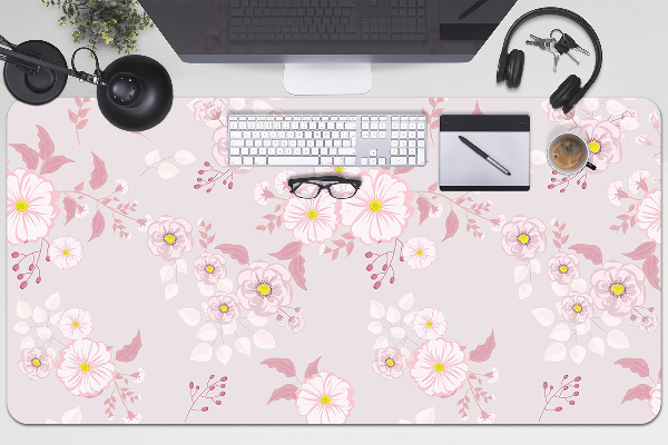 Matta skrivbord Små rosa blommor