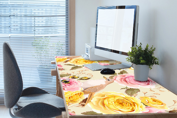 Matta skrivbord Fåglar och rosor