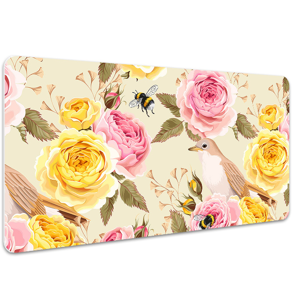 Matta skrivbord Fåglar och rosor