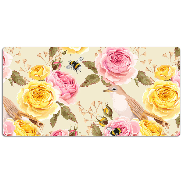 Matta skrivbord Fåglar och rosor