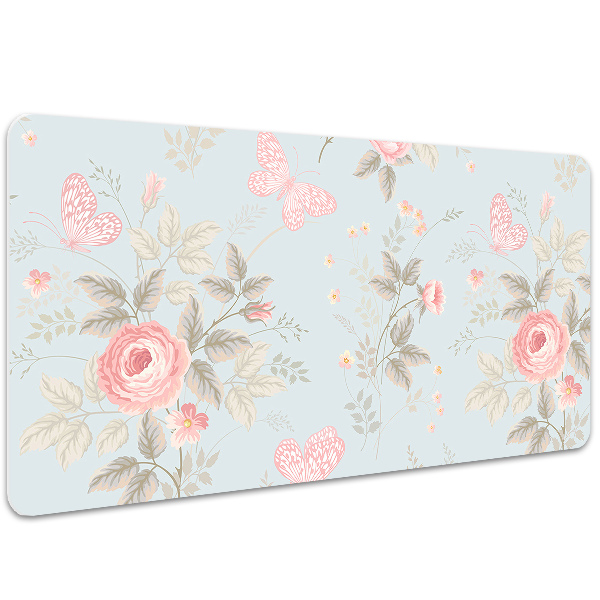 Matta skrivbord Rosor och fjärilar