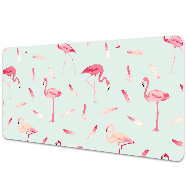 Matta skrivbord Flamingos och fjädrar