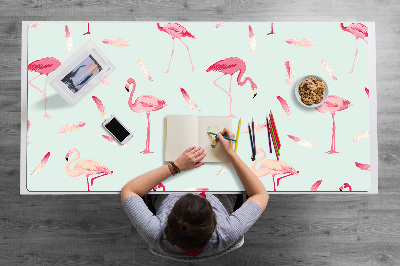Matta skrivbord Flamingos och fjädrar