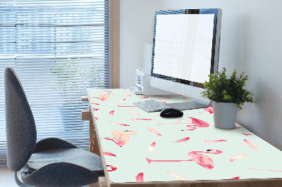 Matta skrivbord Flamingos och fjädrar