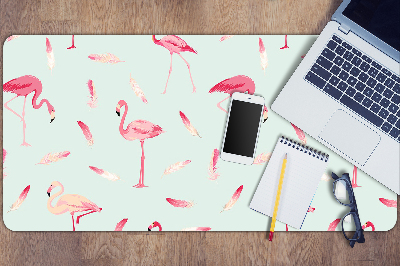 Matta skrivbord Flamingos och fjädrar