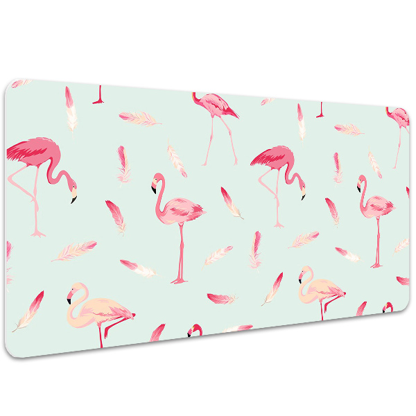 Matta skrivbord Flamingos och fjädrar