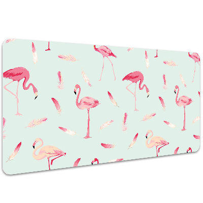 Matta skrivbord Flamingos och fjädrar