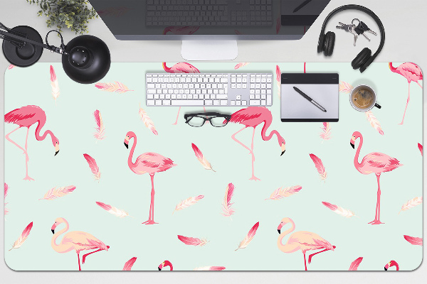Matta skrivbord Flamingos och fjädrar