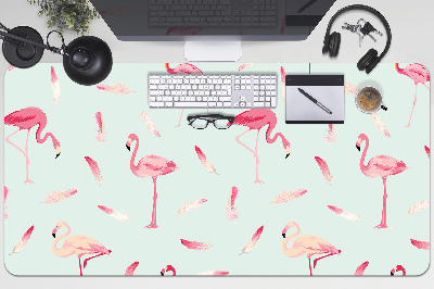 Matta skrivbord Flamingos och fjädrar