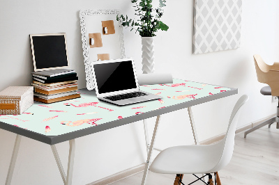Matta skrivbord Flamingos och fjädrar