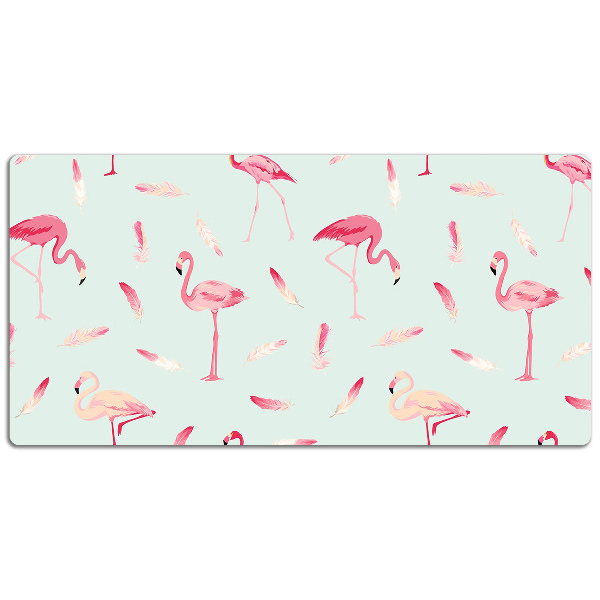 Matta skrivbord Flamingos och fjädrar