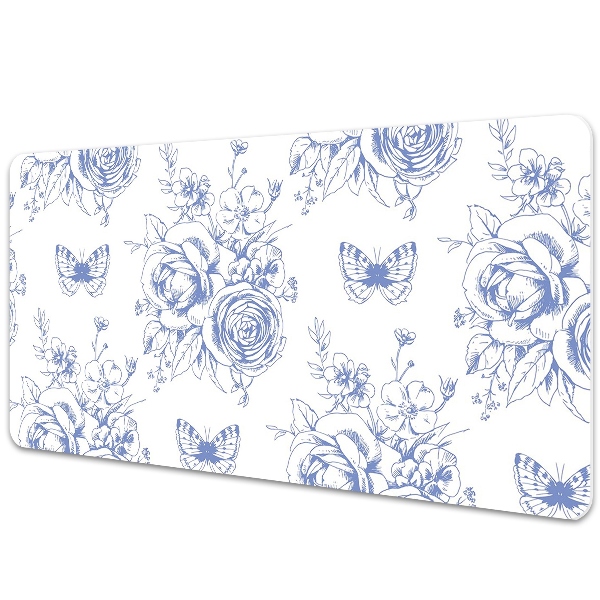 Matta skrivbord Fjärilar och blommor