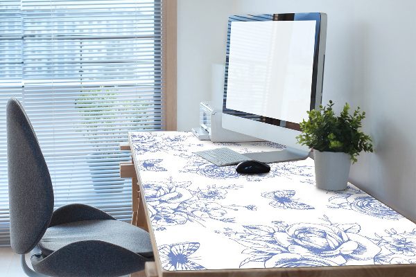 Matta skrivbord Fjärilar och blommor