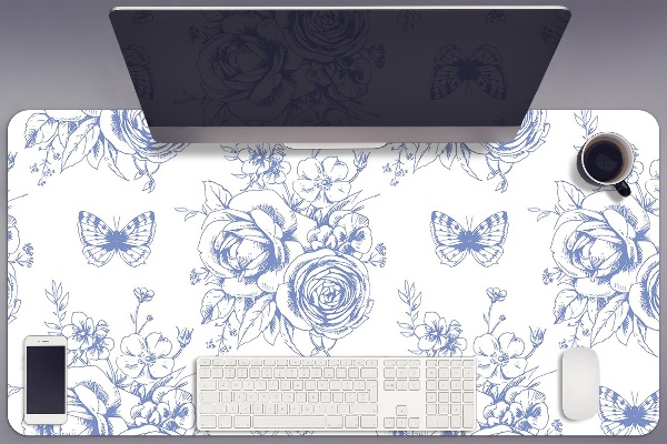 Matta skrivbord Fjärilar och blommor