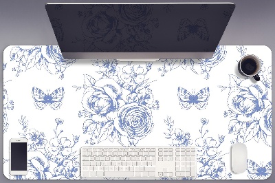 Matta skrivbord Fjärilar och blommor