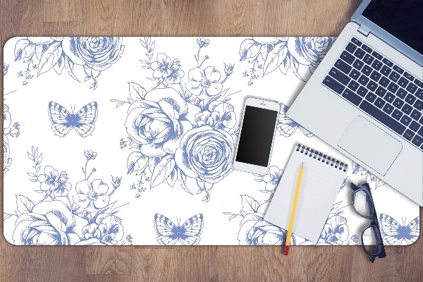 Matta skrivbord Fjärilar och blommor