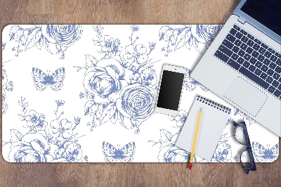 Matta skrivbord Fjärilar och blommor