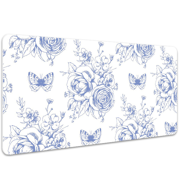 Matta skrivbord Fjärilar och blommor
