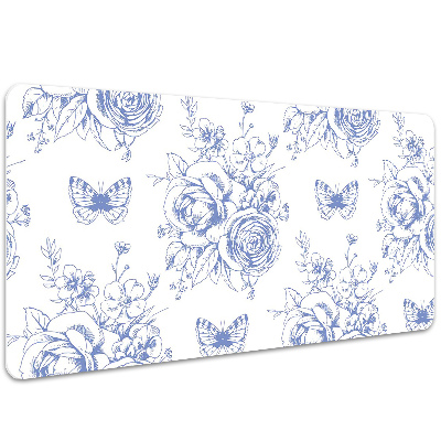 Matta skrivbord Fjärilar och blommor