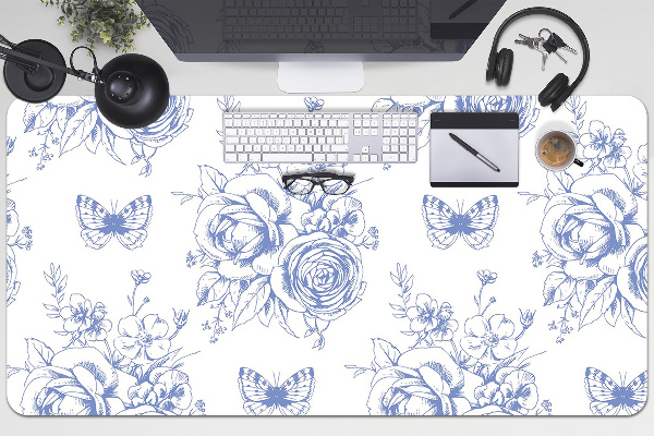 Matta skrivbord Fjärilar och blommor