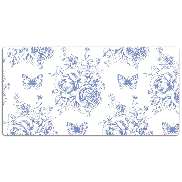 Matta skrivbord Fjärilar och blommor