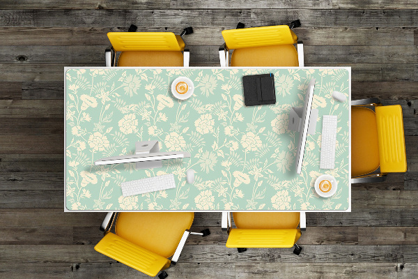 Matta skrivbord vita blommor