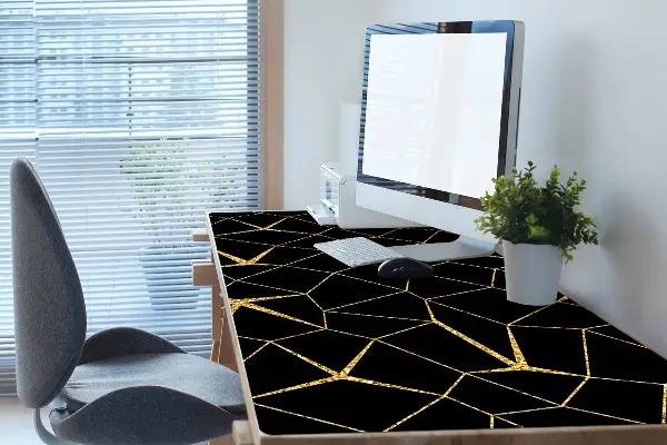Matta skrivbord Guld och svart mosaik