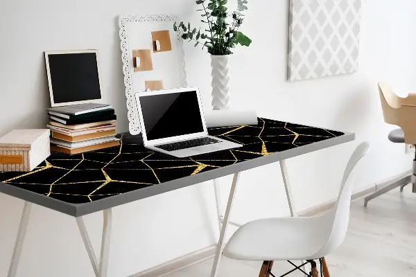Matta skrivbord Guld och svart mosaik