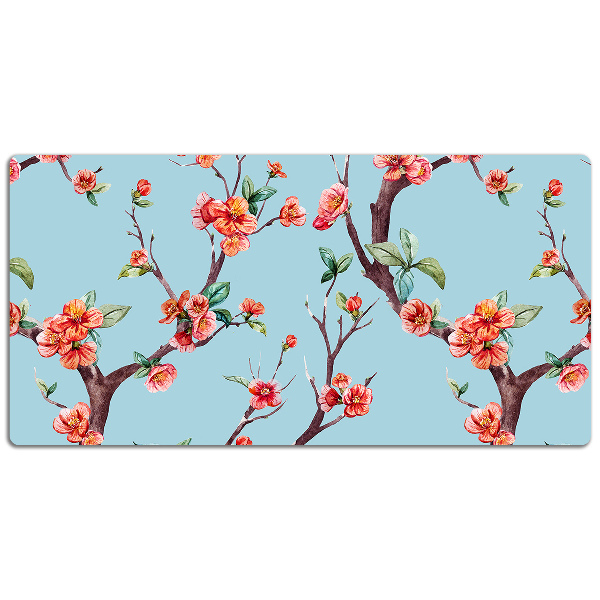 Matta skrivbord Ett blommande träd