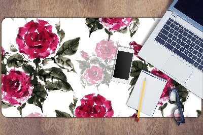 Stort skrivbordsunderlägg Målade rosor