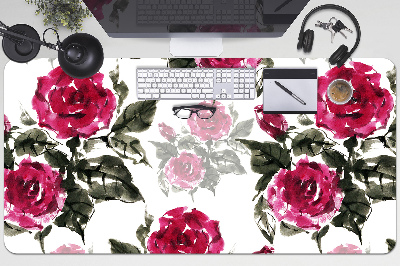 Stort skrivbordsunderlägg Målade rosor