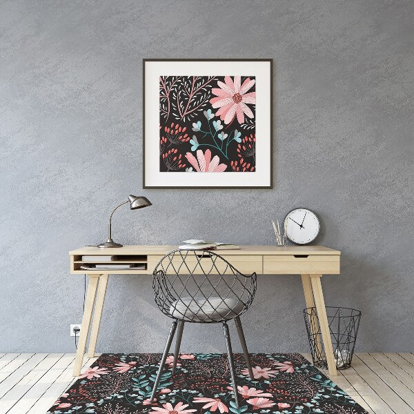 Golvskydd kontorsstol Vintage blommor