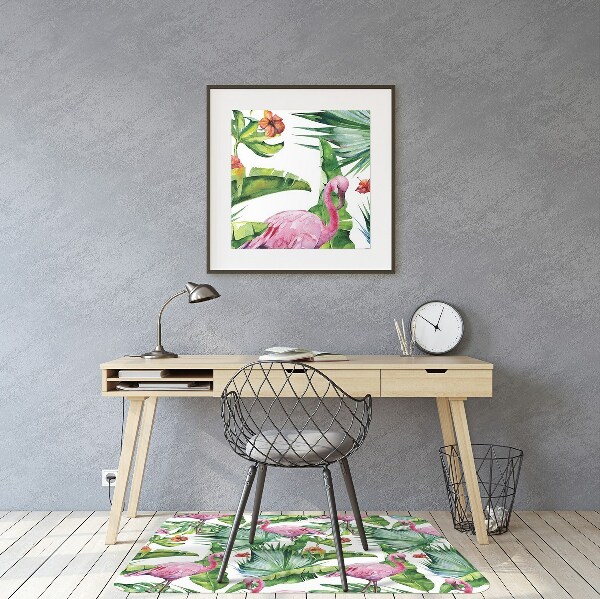 Golvskydd kontorsstol Löv och flamingos