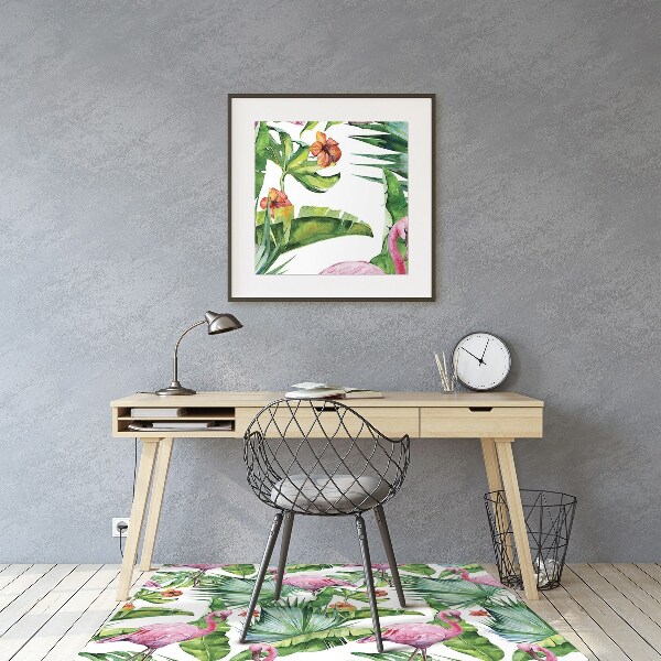 Golvskydd kontorsstol Löv och flamingos
