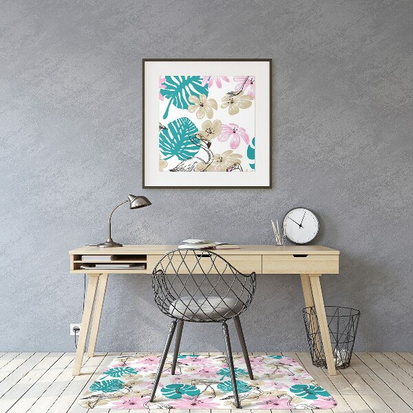 Golvskydd kontorsstol Målade flamingos