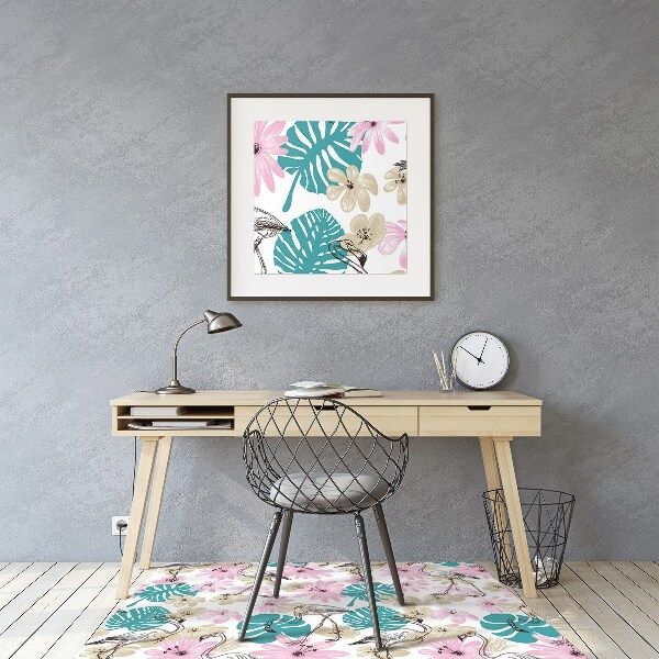 Golvskydd kontorsstol Målade flamingos