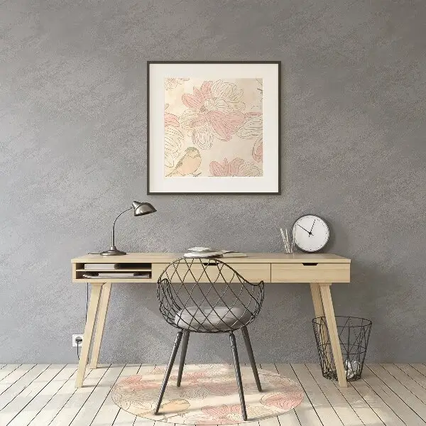 Golvskydd kontorsstol Beige fåglar