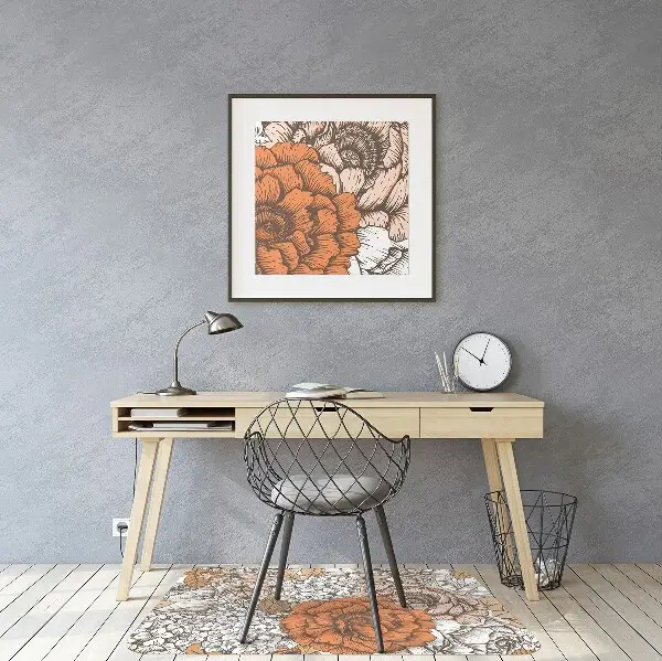 Golvskydd kontorsstol Orange rosor