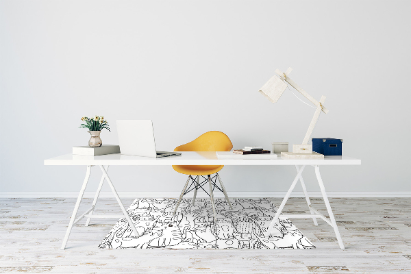 Matta under kontorsstol Doodle -stil katter