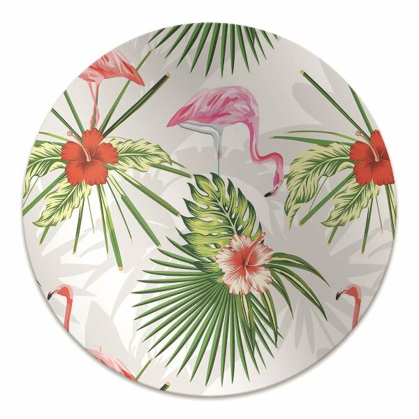 Matta under kontorsstol Flamingos och blommor
