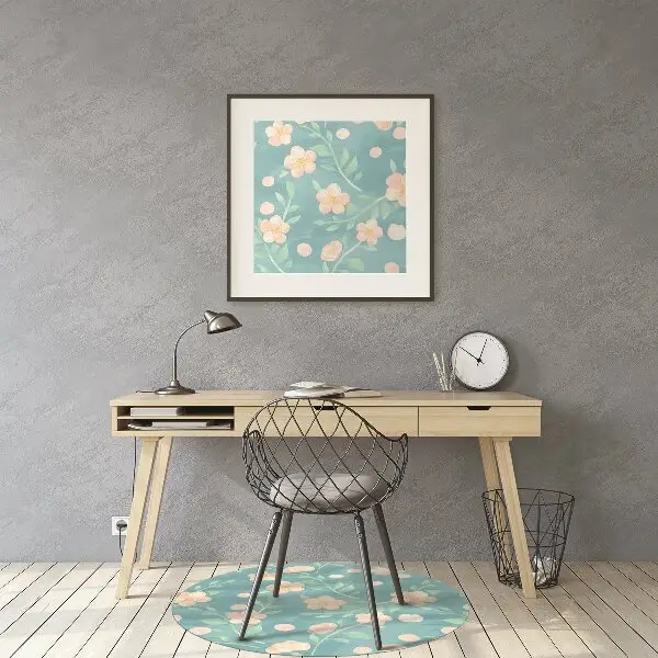Matta under kontorsstol Pastellblommor