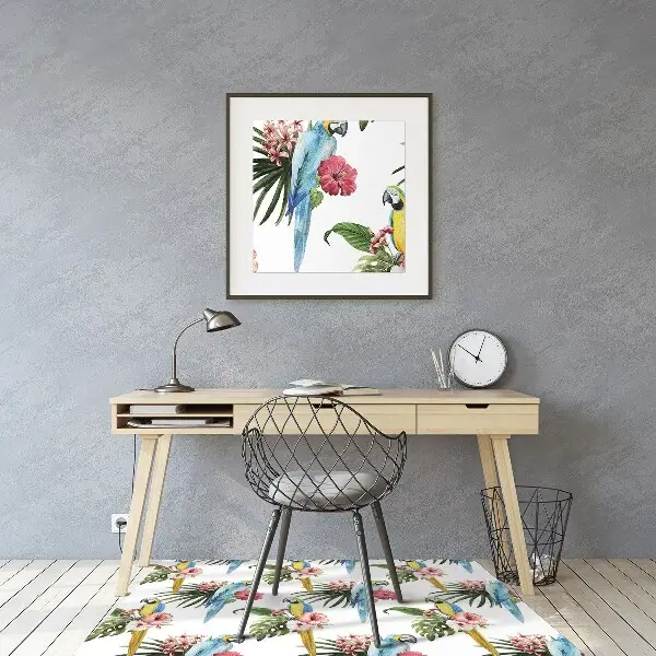 Matta kontorsstol Papegojor och blommor