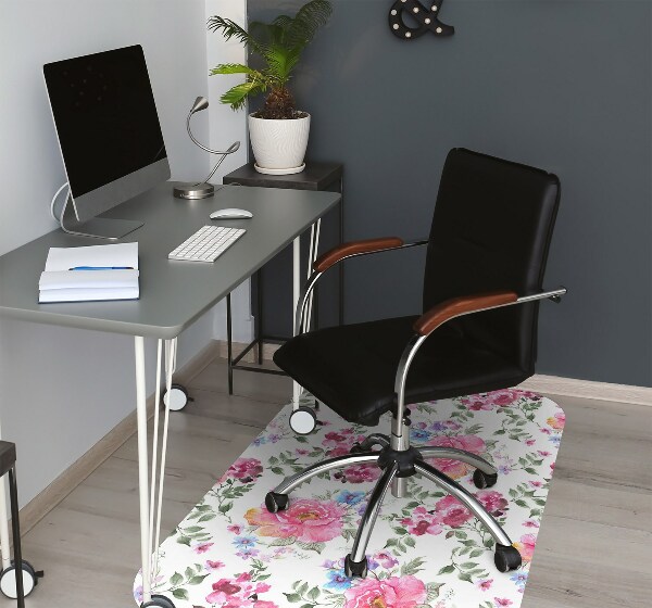 Golvskydd kontorsstol Rosa blommor